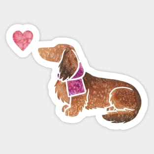 Longhaired Dachshund watercolour Sticker